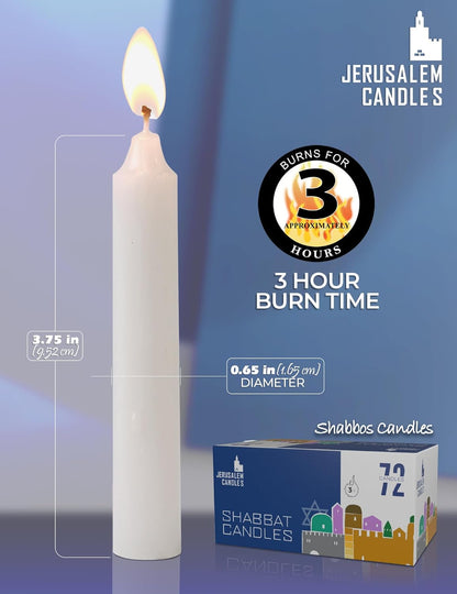 - Traditional Shabbos Candles - 3 Hour - 2-Pack X 72 Candles (144 Candles)